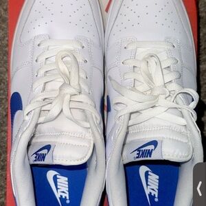 Nike Dunk Low Retro White and Royal Blue Sneakers
